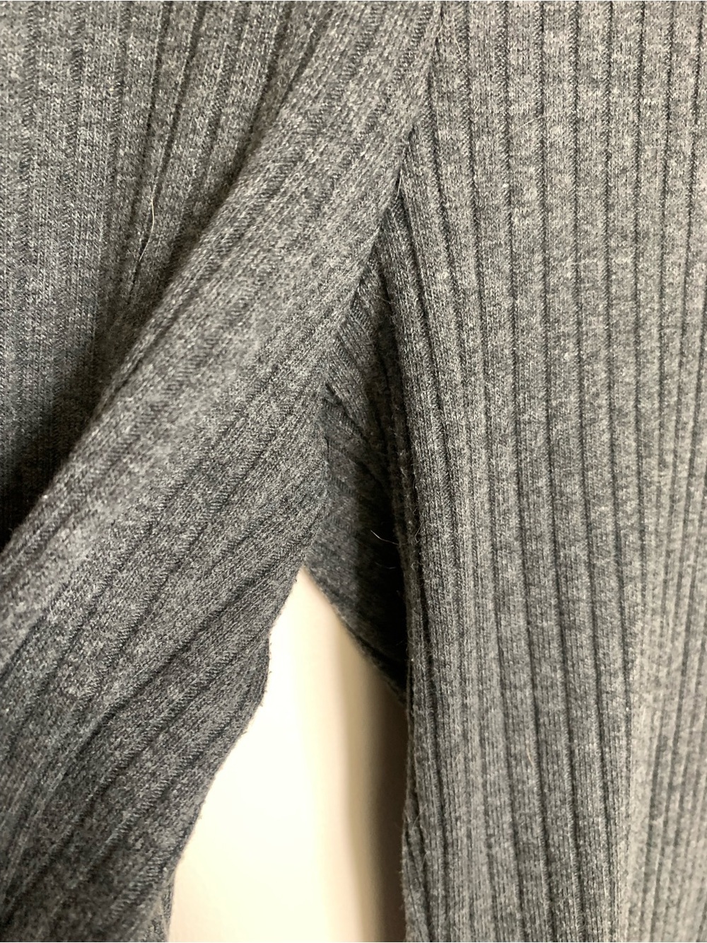 Zara Grey Ribbed Wide Leg High Rise Pant Tall L - Picture 7 of 9